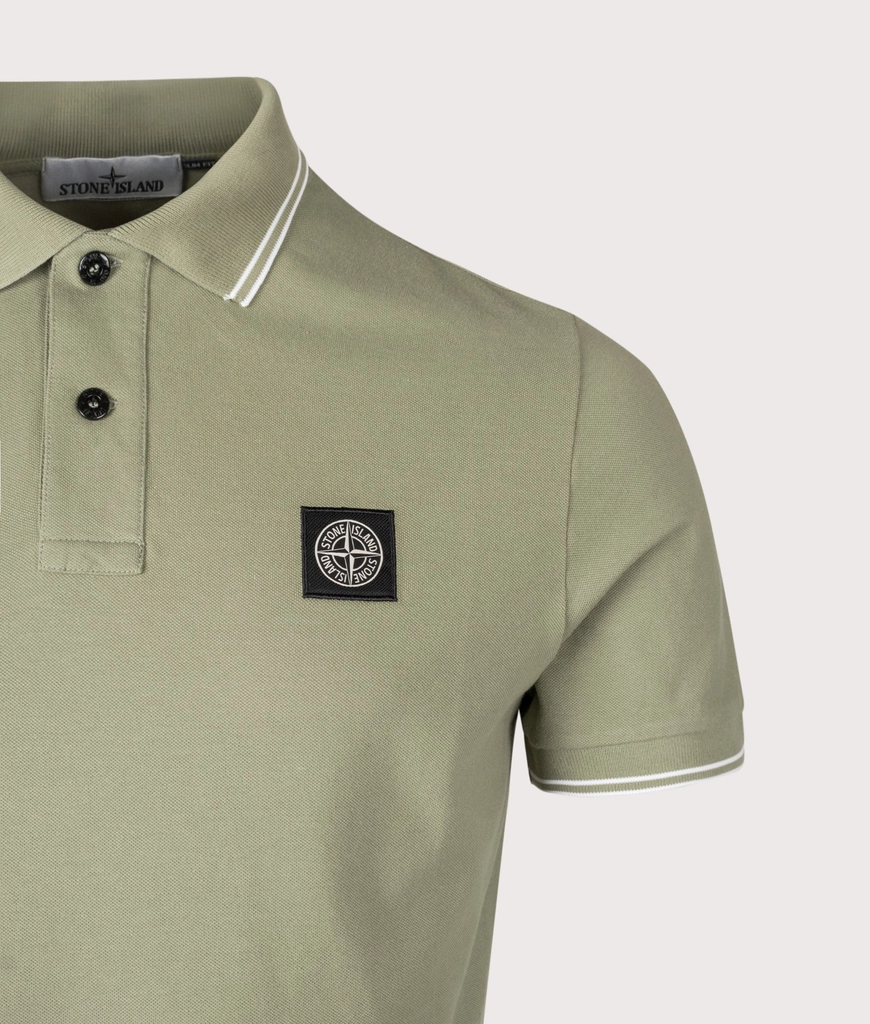 Stone Island Mens Slim Fit Striped Collar Polo Shirt